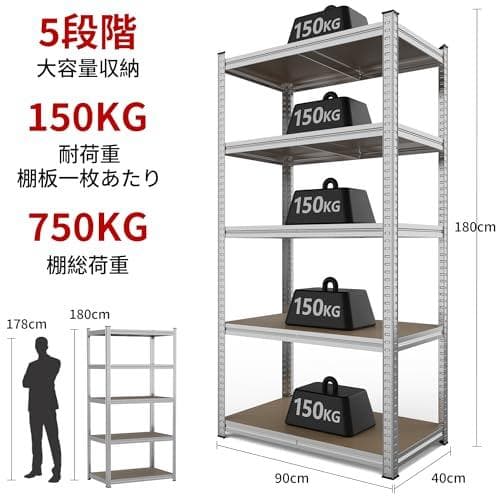 Alebert「アレベルト」 スチールラック 5段 幅90*奥行40*高さ18b
