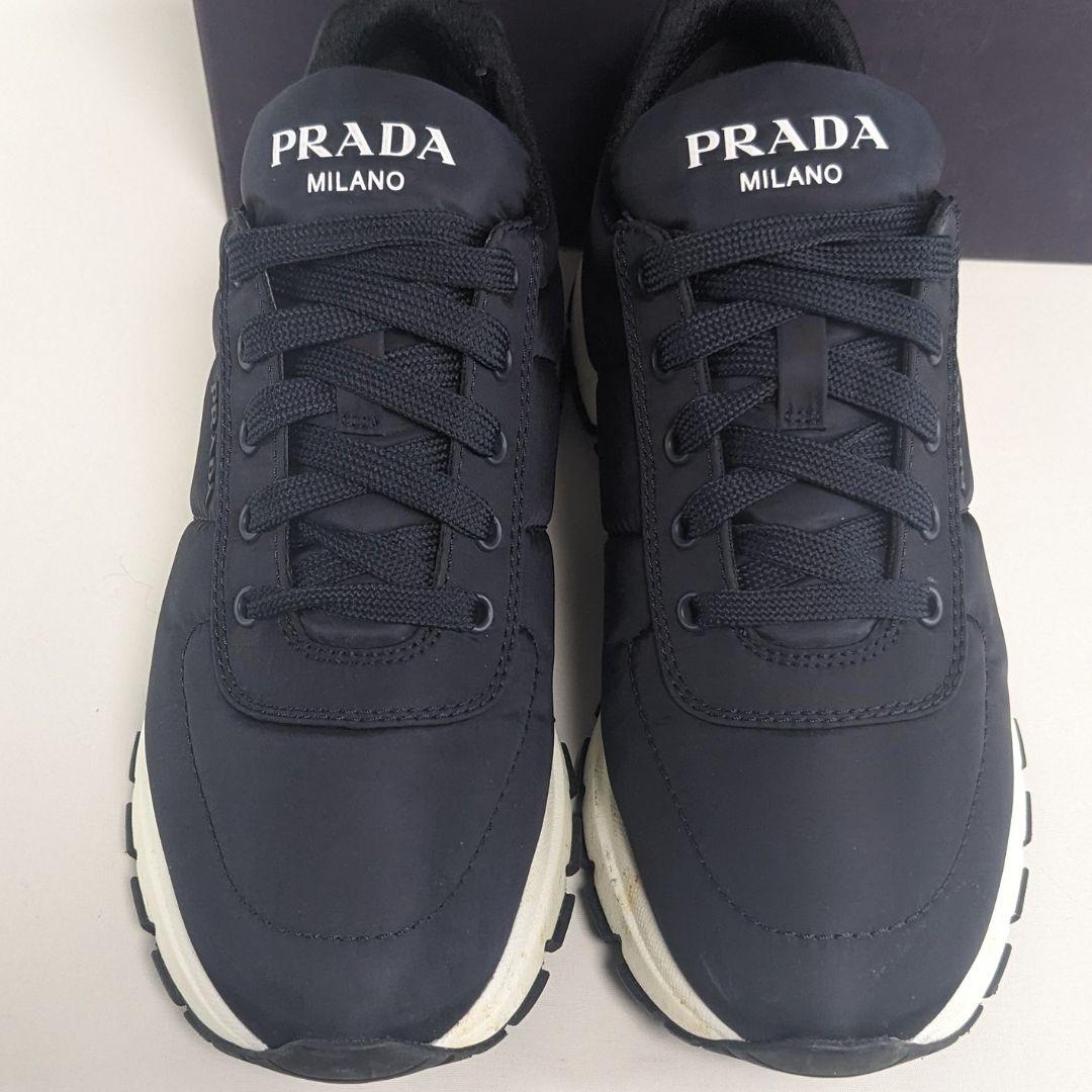 美品　PRADA　プラダ　スニーカー　ナイロン　箱付き　軽量　ダークネイビー
