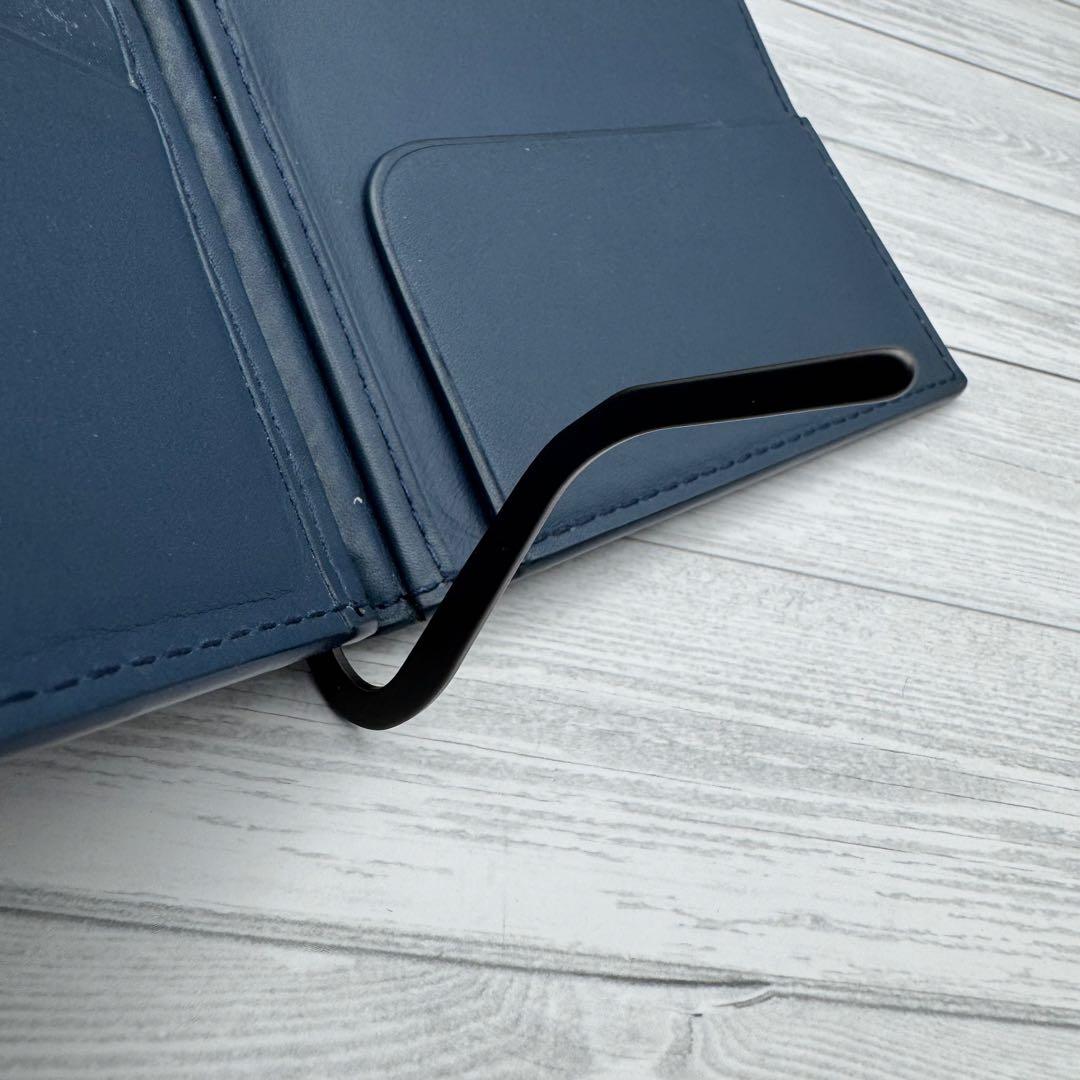 【美品】BOTTEGA VENETA　マネークリップ　イントレチャート　ネイビー