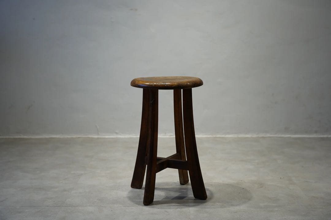 丸スツール　木製椅子　昭和レトロ　チェア　古木