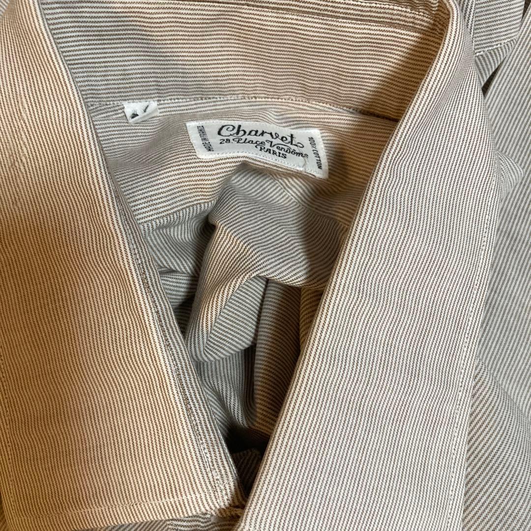 Charvet シャルべ　ストライプ 長袖シャツ　クリーニング済　フランス製