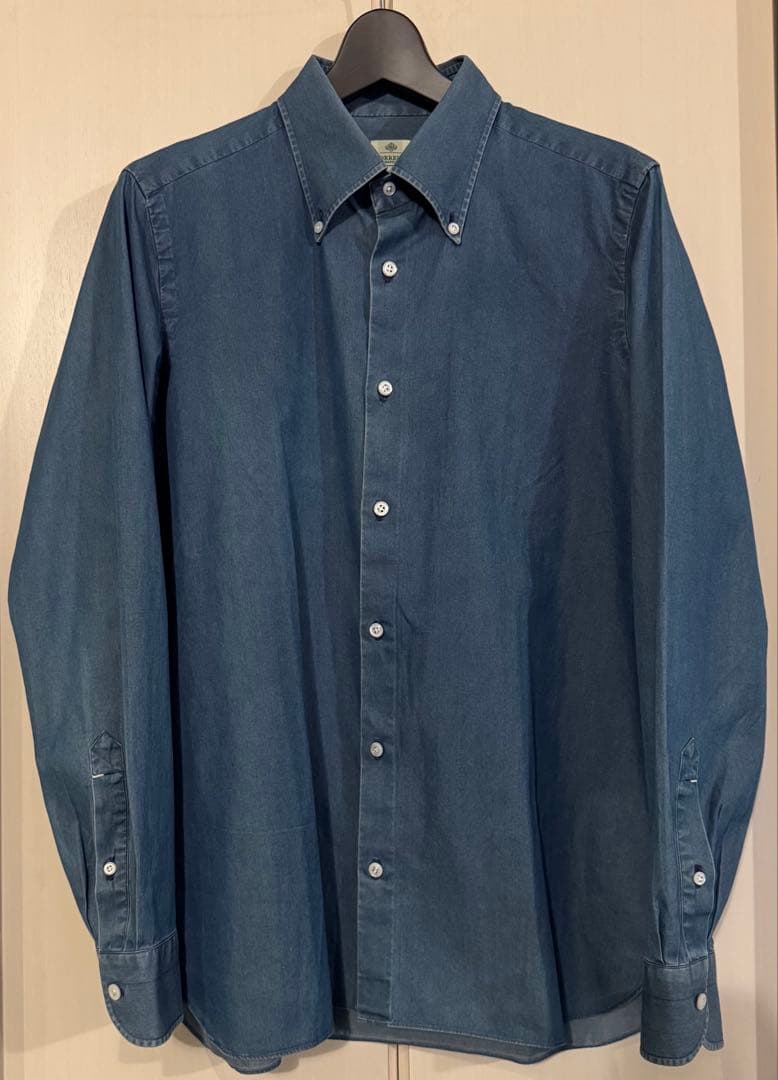 【美品】 LUIGI BORRELLI デニム ドレスシャツ サイズ17-43