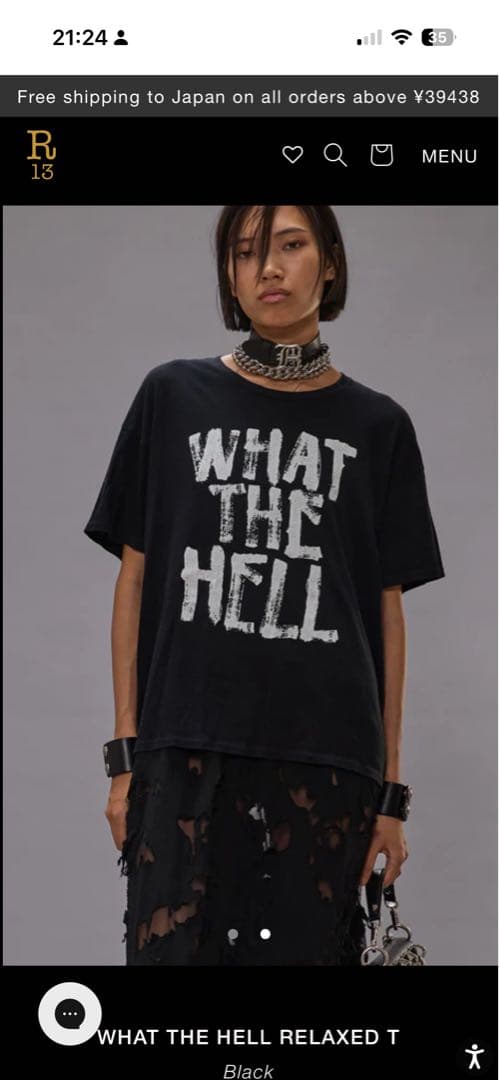 R13 UNISEX WHAT THE HELL RELAXED T ブラックM
