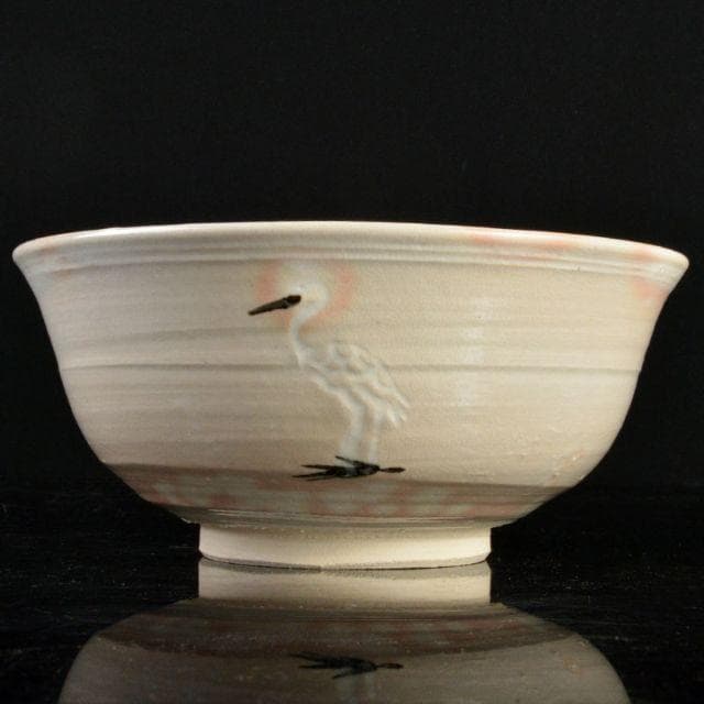 京焼　清水六兵衛造　御本立鶴鉢　共箱