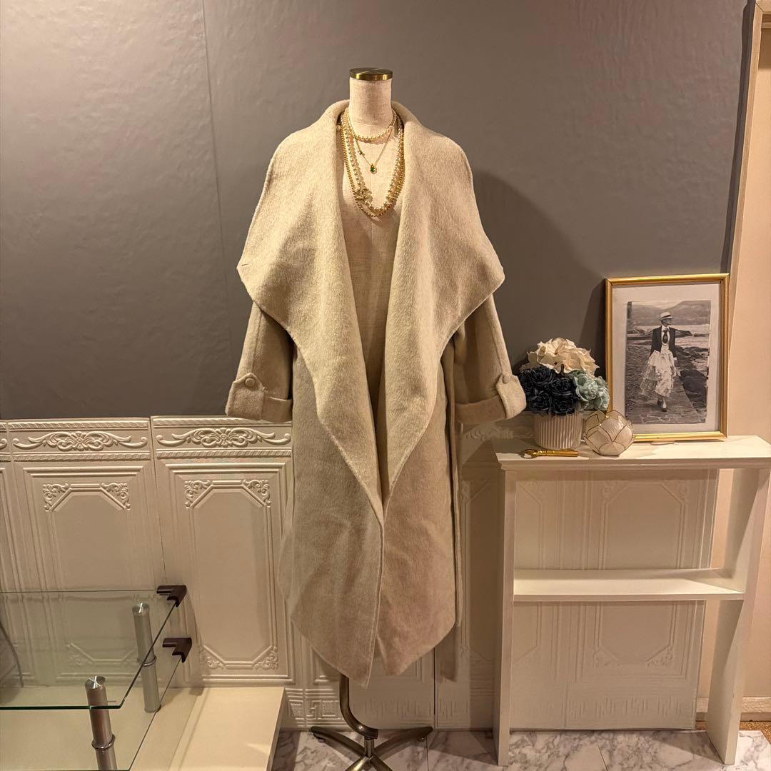 【8万円】カシミヤブレンドウール　ビッグカラーデザインコート