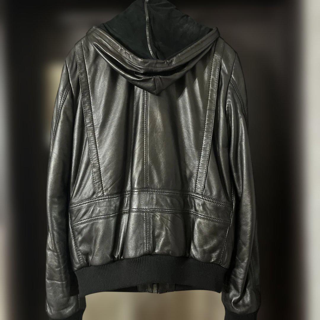 バレンシアガ　フード付きレザージャケット