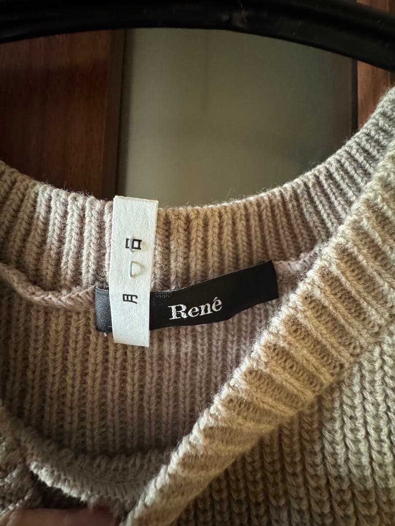 René リボンニット　ベージュ　2023AW サイズ36 ウール100%