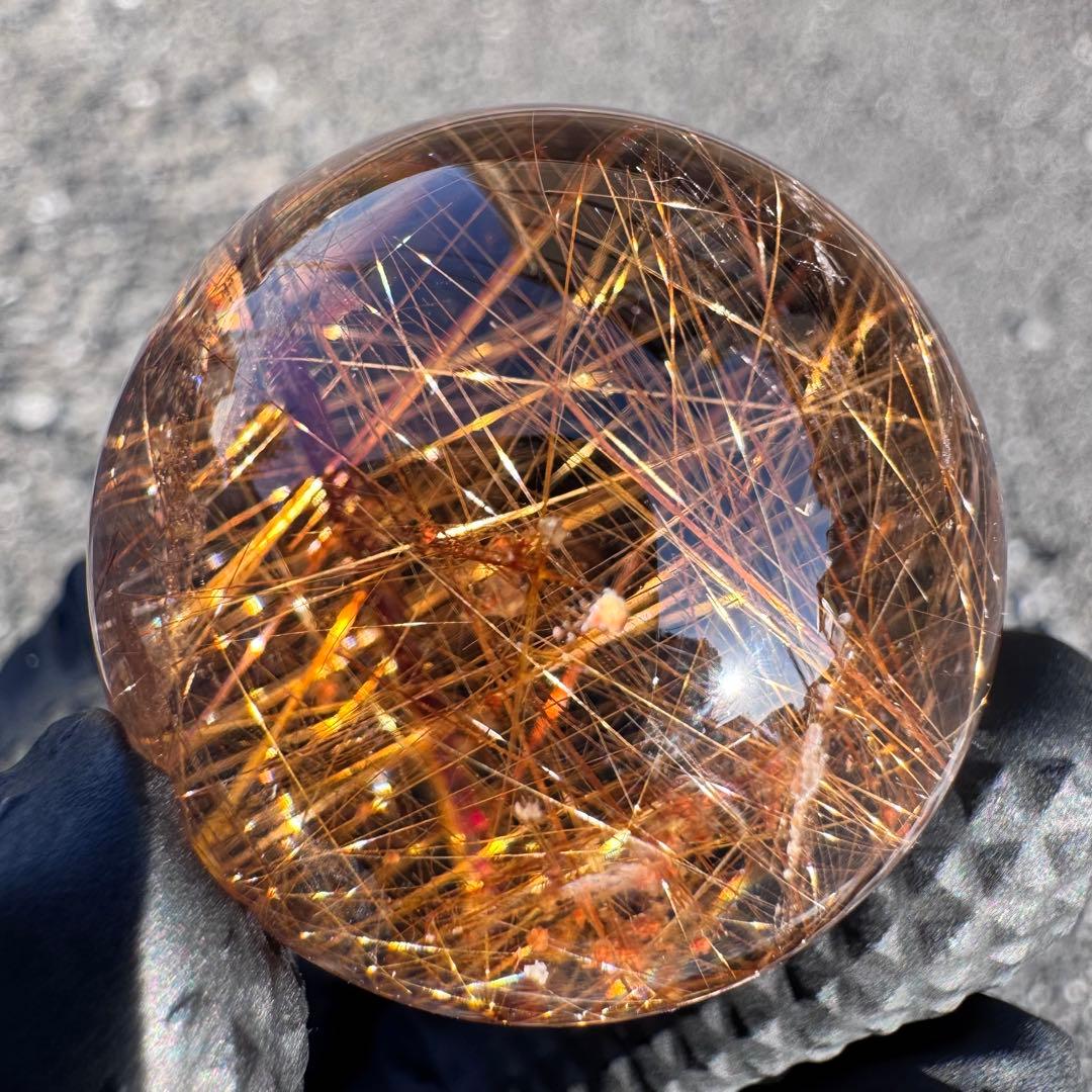 M-45ルチル丸玉　ルチルクォーツスフィア　天然石　針入り水晶　34.7mm