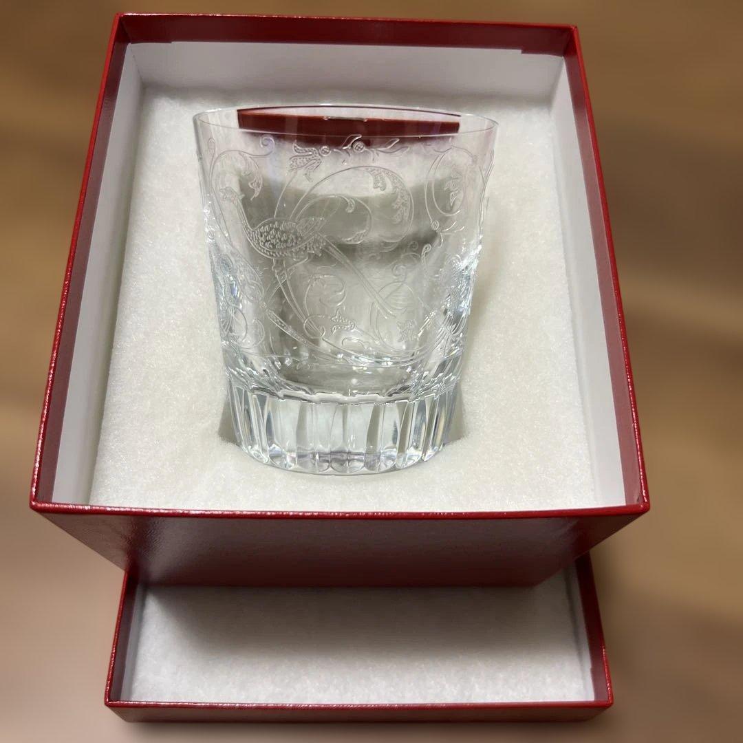 【新品】バカラ　パルメ　ロックグラス　箱付　孔雀柄　鳥柄