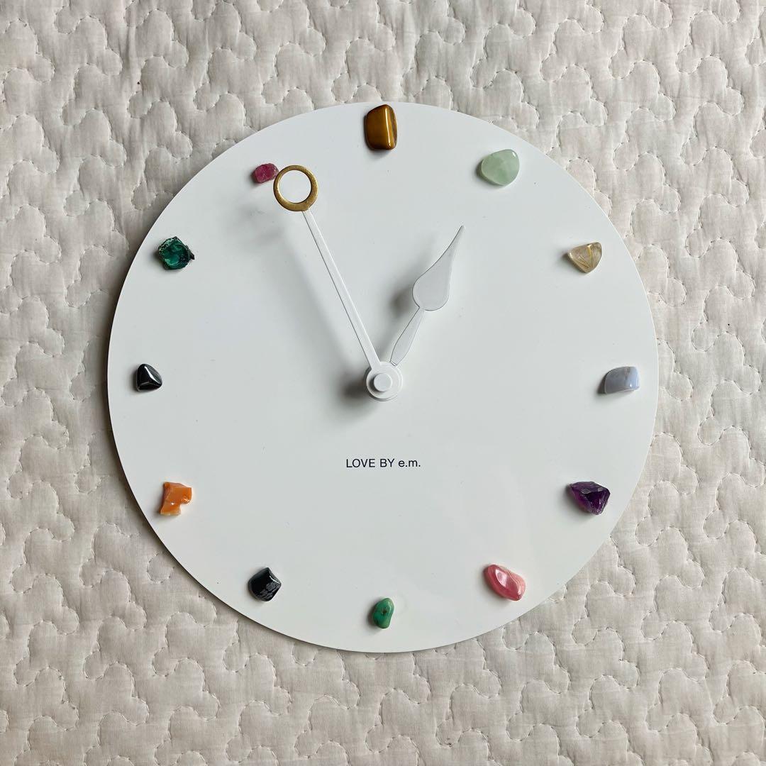 LOVE BY e.m. 壁掛け時計 ウォールクロック 鉱物 鉱石 天然石 白