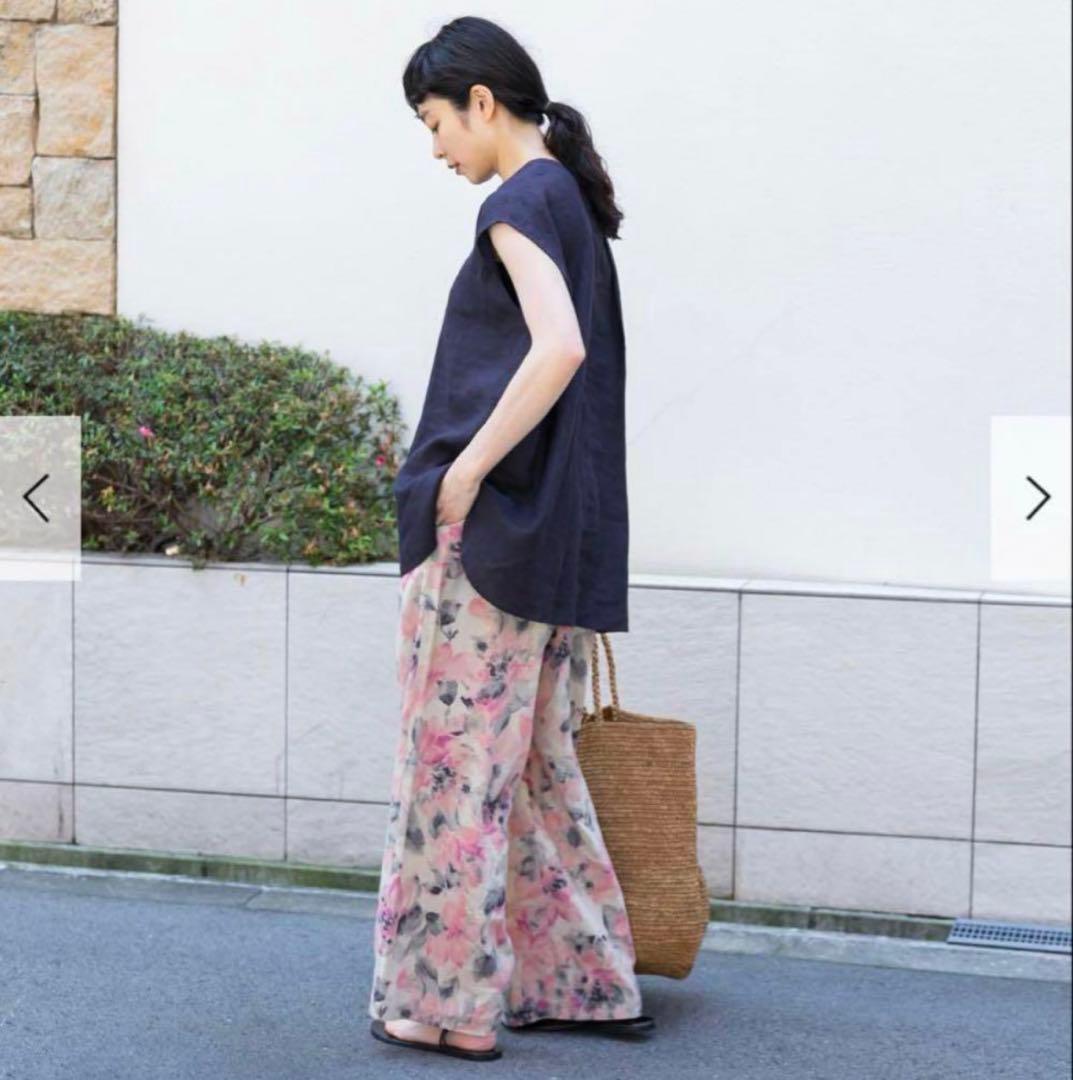 新品　今季　かぐれ　リネンフレンチクルーネック　2025年春夏　ネイビー