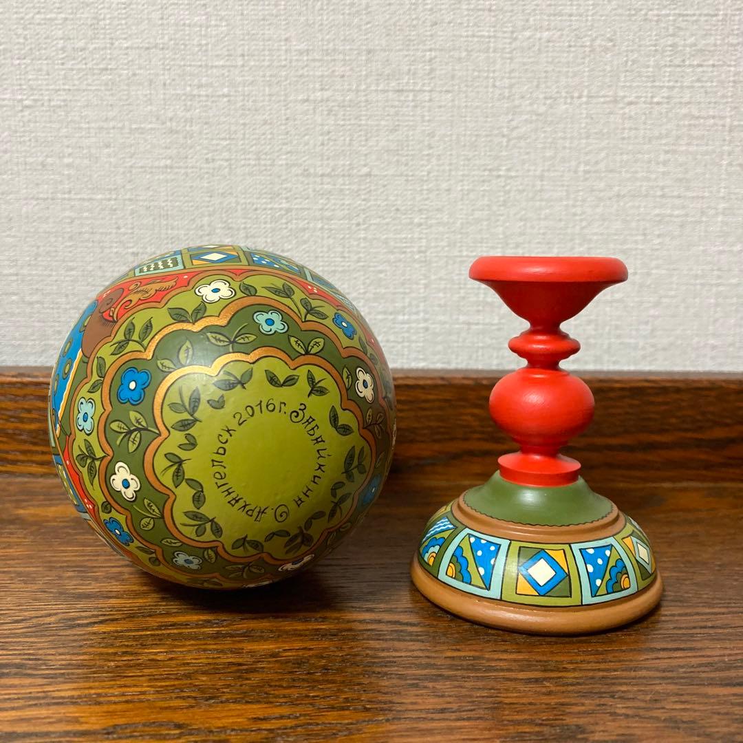 ロシア雑貨☆特大イースターエッグ(スタンド付き)H21cmオリガ作マトリョーシカ