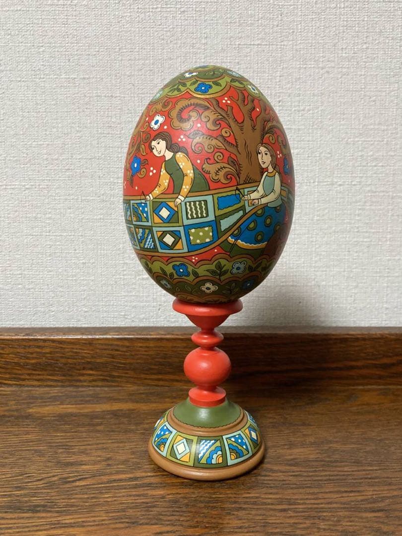 ロシア雑貨☆特大イースターエッグ(スタンド付き)H21cmオリガ作マトリョーシカ