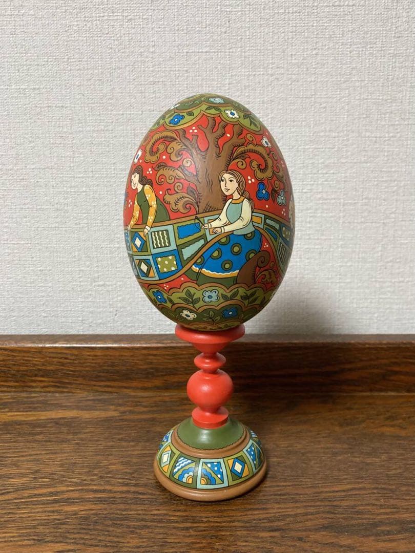 ロシア雑貨☆特大イースターエッグ(スタンド付き)H21cmオリガ作マトリョーシカ