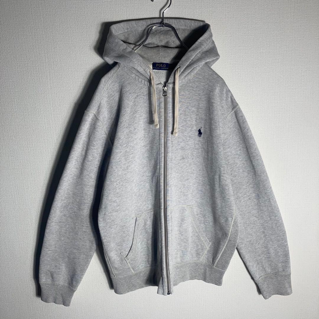 RALPH LAUREN フルジップパーカー 刺繍 ポニー グレー L