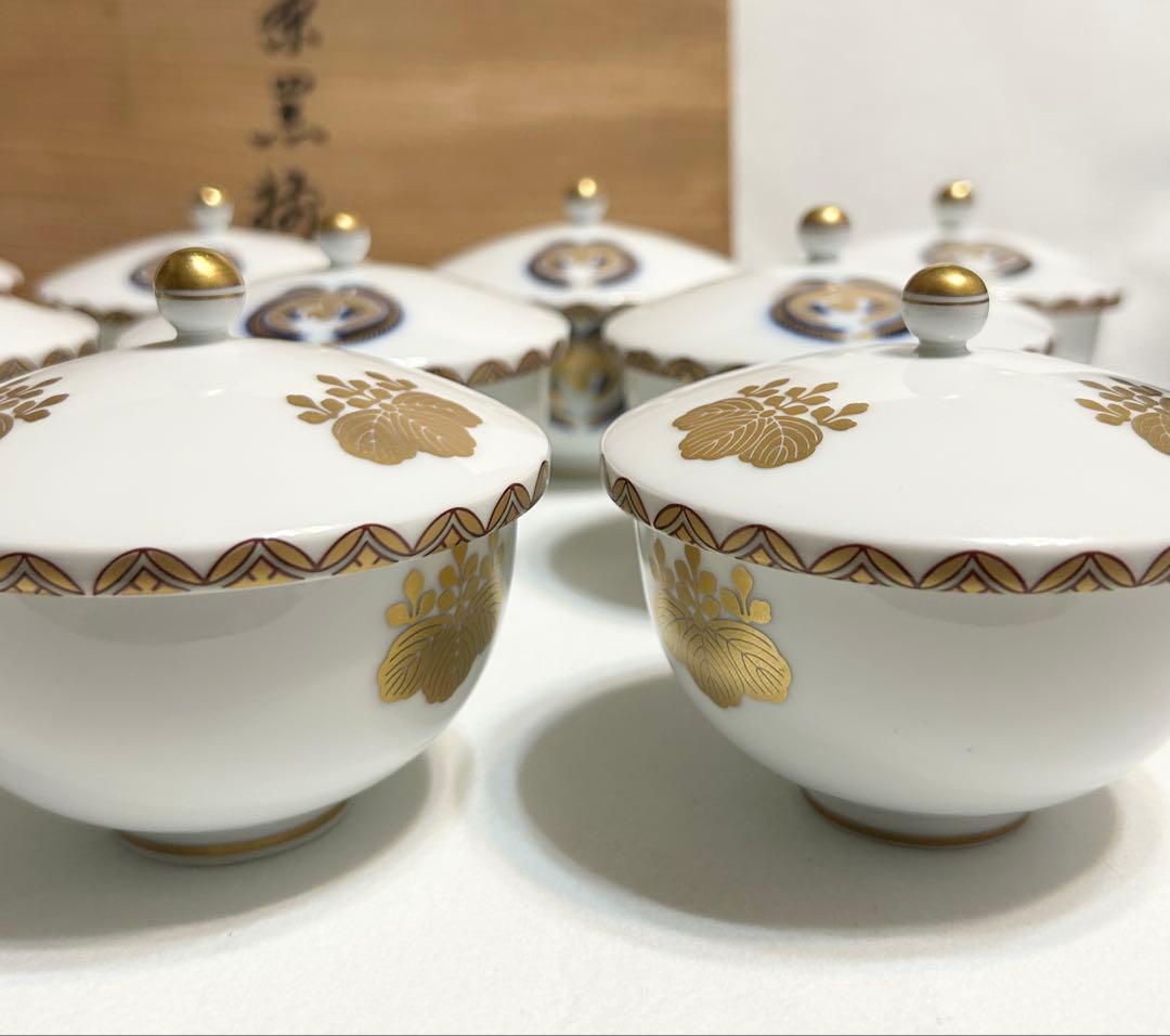 香蘭社 有田焼 蓋付汲出碗 5客 色絵金彩桐鳳凰文 煎茶碗揃 13客 和食器