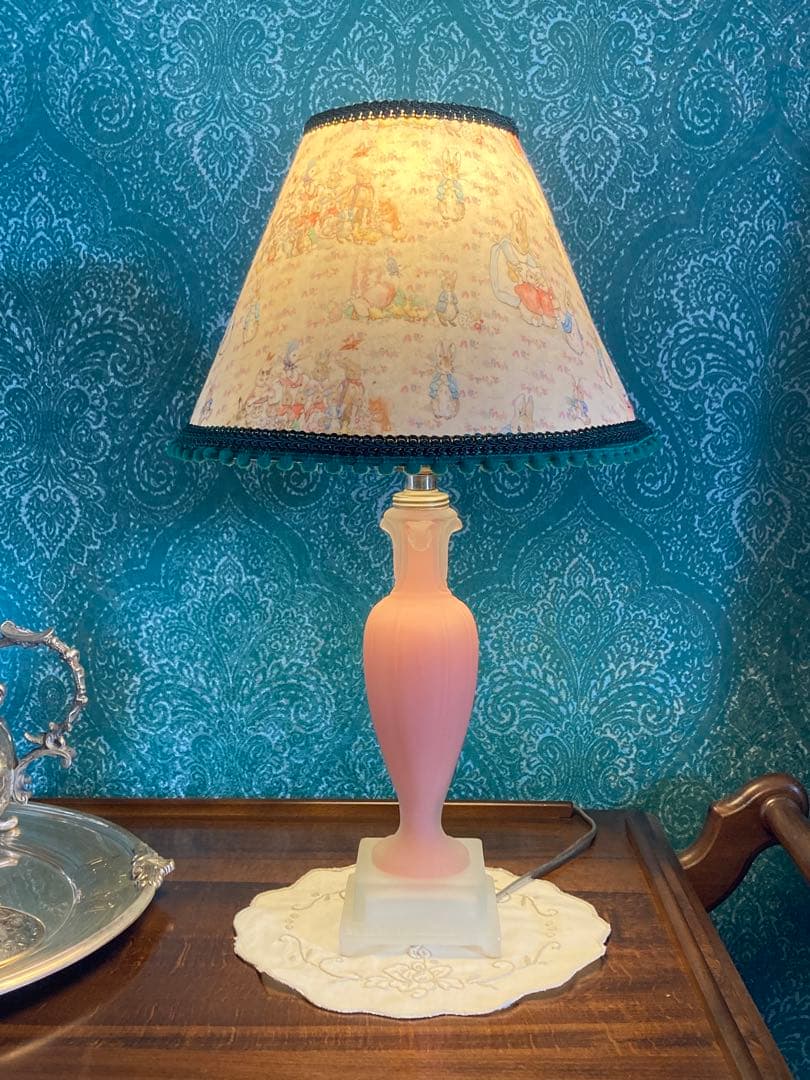米国　アンティーク　アラジン　フロンズガラス　テーブルランプ