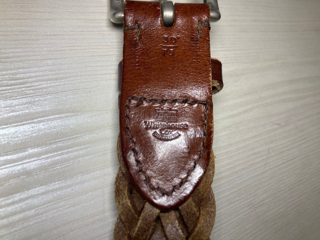 【美品】Whitehouse Cox メッシュレザー メンズベルト ブラウン