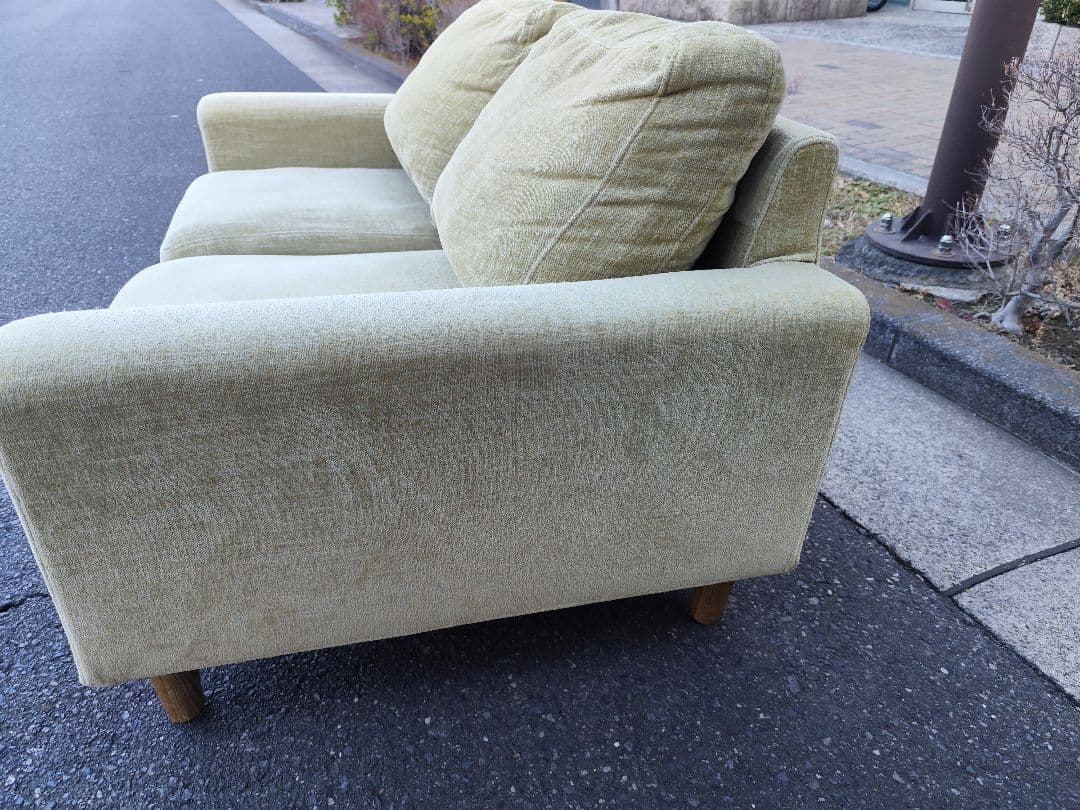 【関東限定】関家具 2人掛けソファ 北欧風 ライトグリーン 136cm