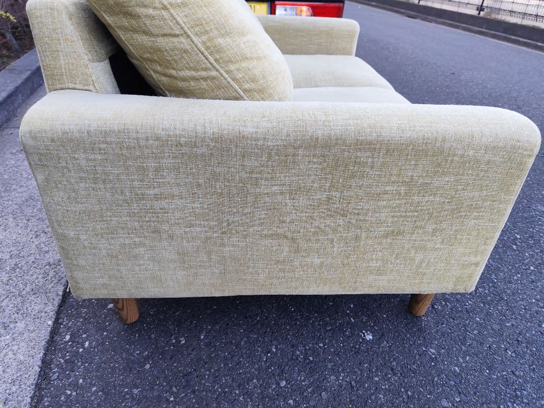 【関東限定】関家具 2人掛けソファ 北欧風 ライトグリーン 136cm