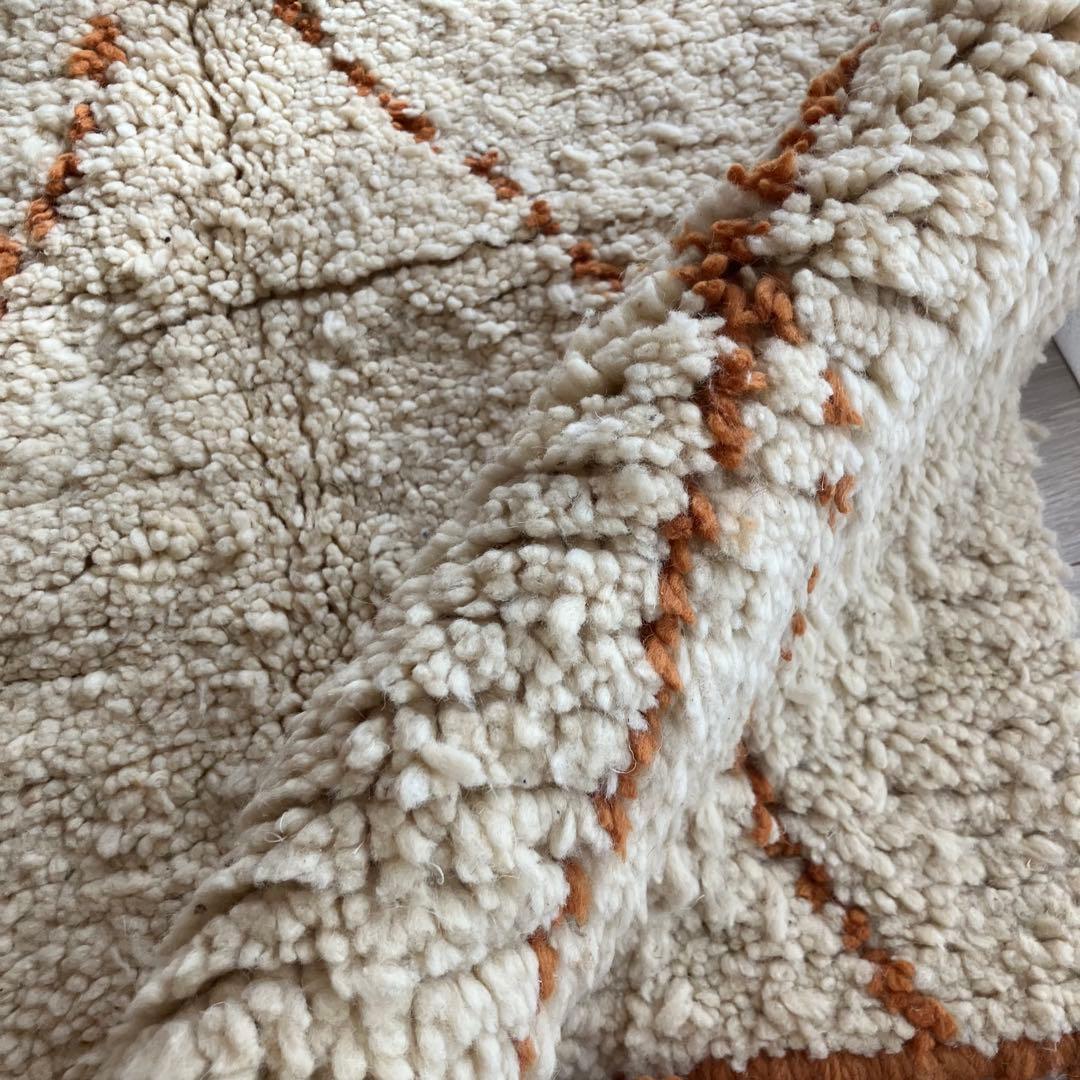 Morokkoモロッコラグ◇ダイヤ　ホワイト　ベニワレン　トルコヴィンテージラグ