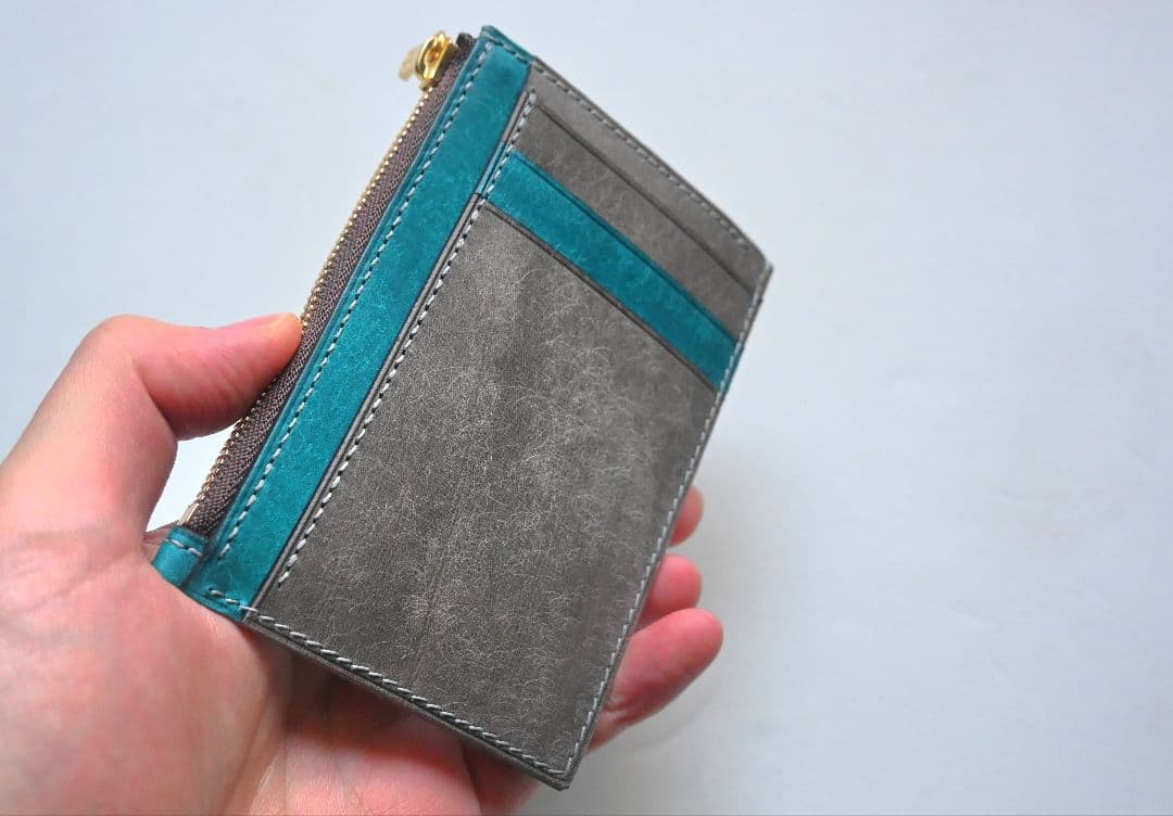 フラグメントケース　ウォレット【ターコイズ×グレー】