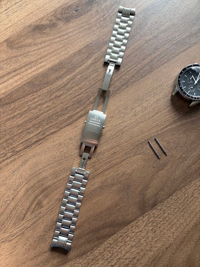 社外品　オメガスピードマスター用ステンレスブレス　新品　フルコマ　バネ棒セット