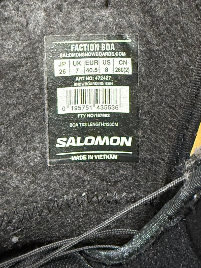 SALOMON FACTION BOA 26.5メンズスノーボードブーツ