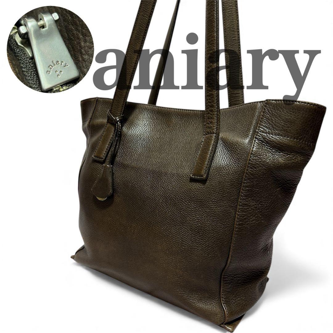 【aniary】 メンズ レザー トートバッグ ブラウン 肩掛け A4可能