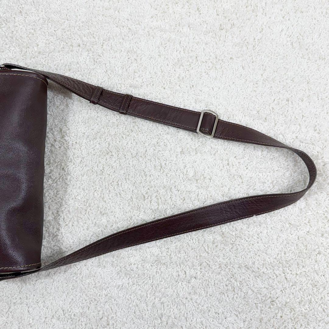 【美品】 土屋鞄 フラップ メッセンジャー バッグ ステッチ 本革 レザー 茶