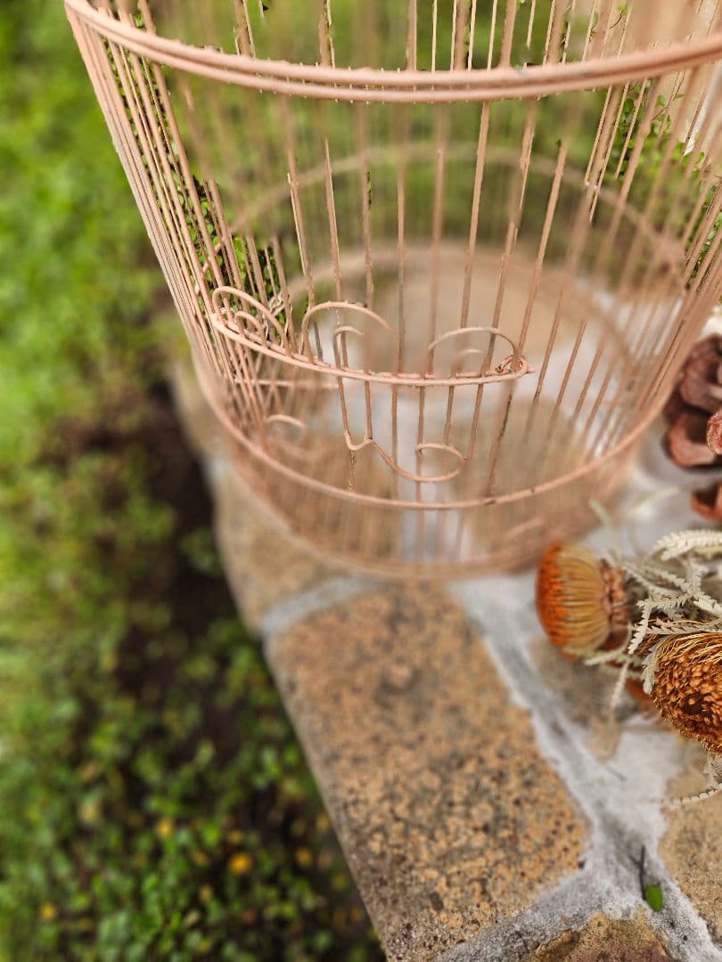 フランスアンティーク風　鳥かご　ピンク　シャビー　ブロカント