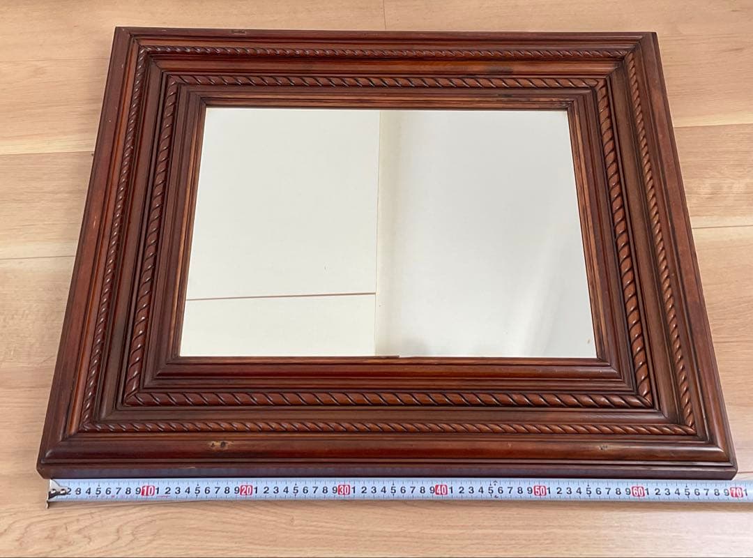 ヴィンテージ　ウォールミラー　壁掛け鏡　木製フレーム　スペイン製　アンティーク