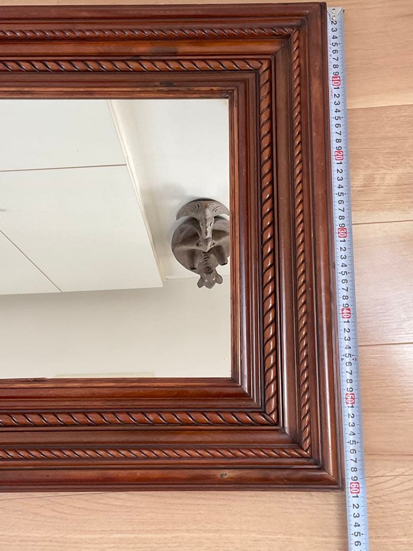 ヴィンテージ　ウォールミラー　壁掛け鏡　木製フレーム　スペイン製　アンティーク