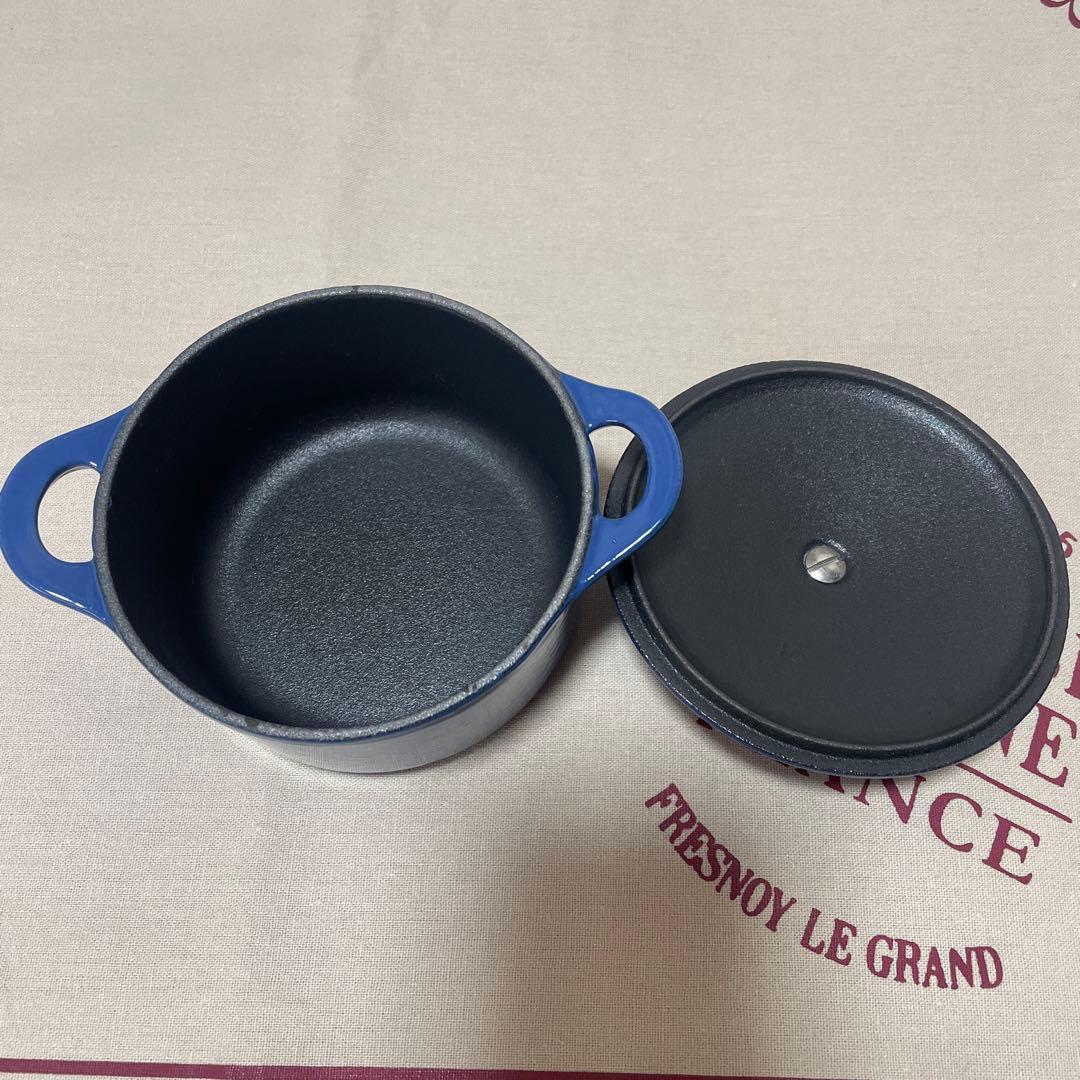 《未使用》青 LE CREUSET レア物 ルクルーゼ　ミニ・ココット　鋳鉄