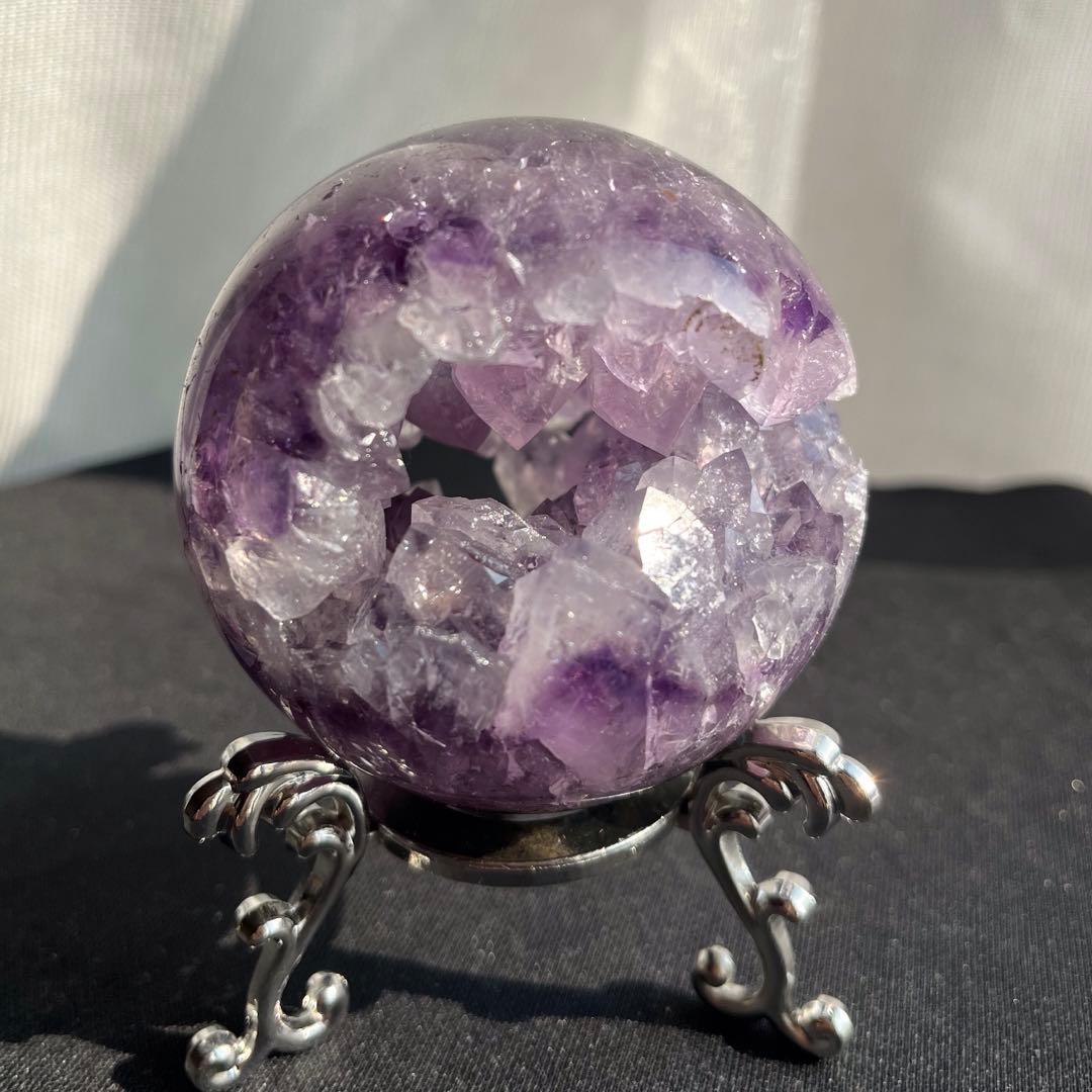 ブラジル産❣️天然石アメジストの笑い口　置物　NO.011407