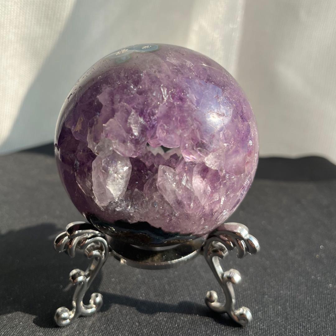 ブラジル産❣️天然石アメジストの笑い口　置物　NO.011407