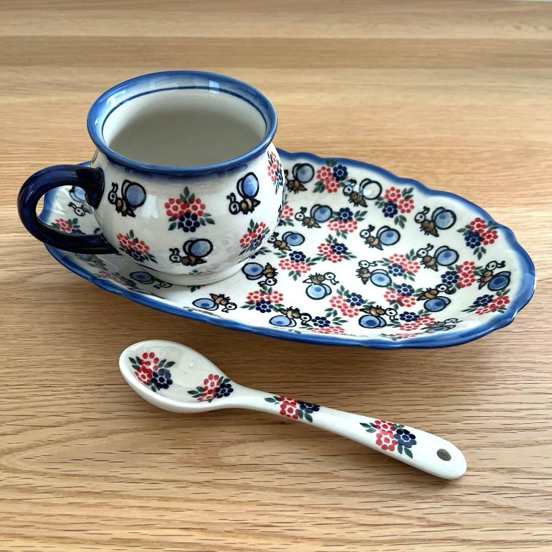 ポーランド食器　ANDY社マグカップ&プレート&スプーン3点セット