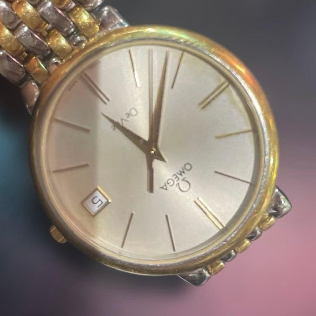 稼働品　OMEGA クォーツ腕時計 ゴールド/シルバー　レディース　オメガ