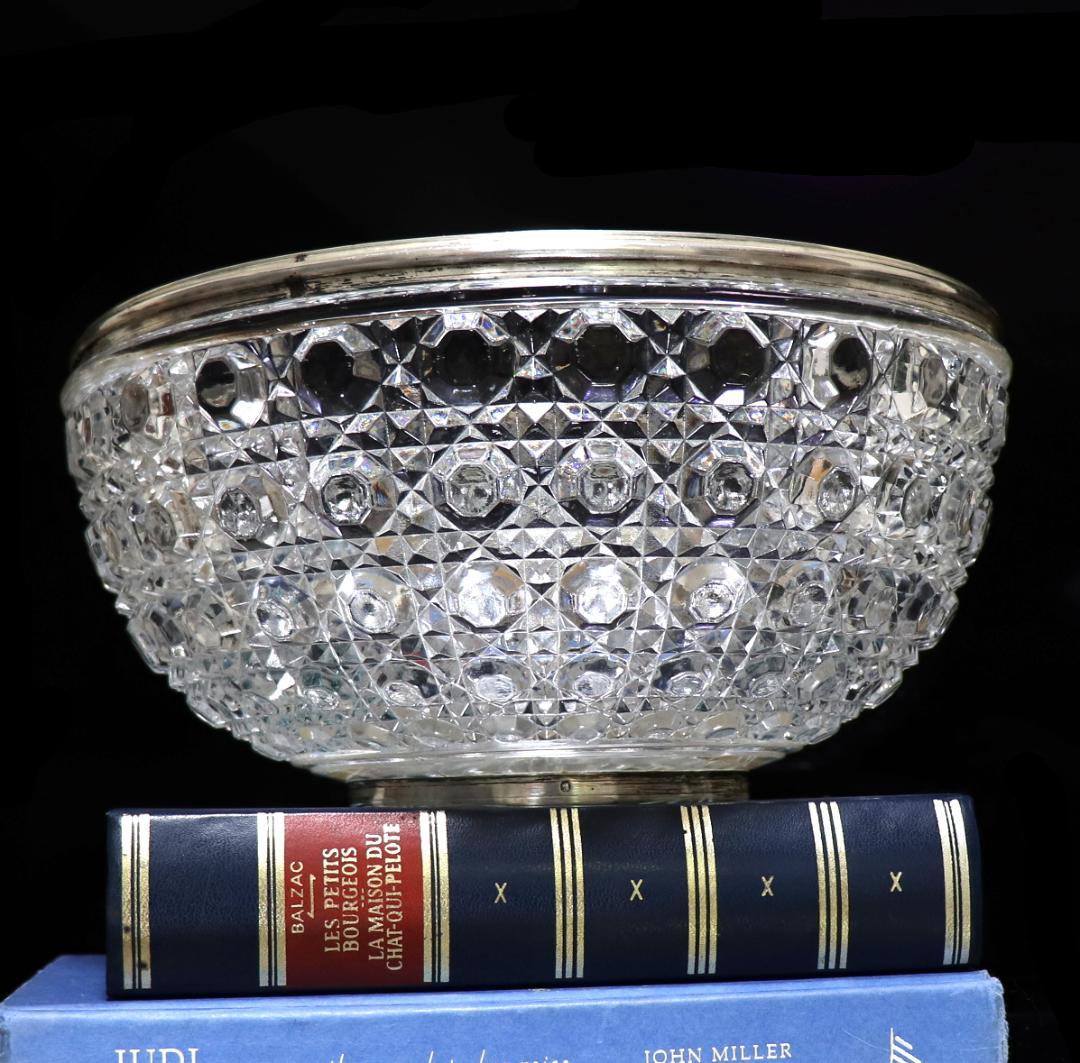 オールド・バカラ 1890年 最大級 25.8cm 2.5kg 銀巻特大鉢