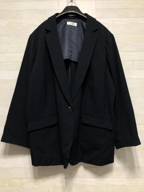 新品☆8L♪紺系無地♪ストレッチ洗えるテーパードパンツスーツ〇G274