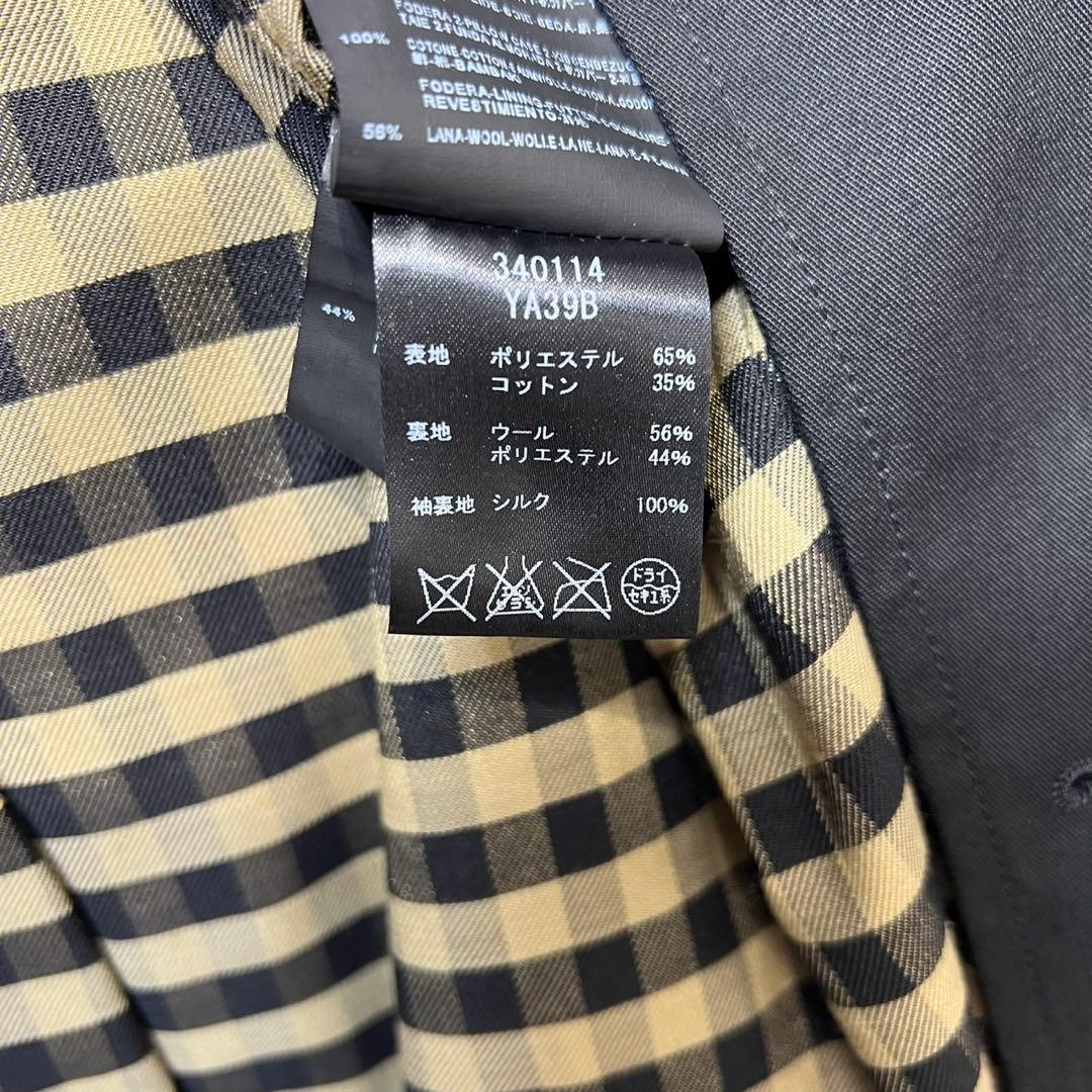 希少 美品 サンローランパリ エディ期 ウール チェック シルク トレンチコート