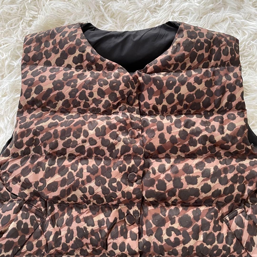 manipuri マニプリ リバーシブル ダウンベスト レオパード ヒョウ柄