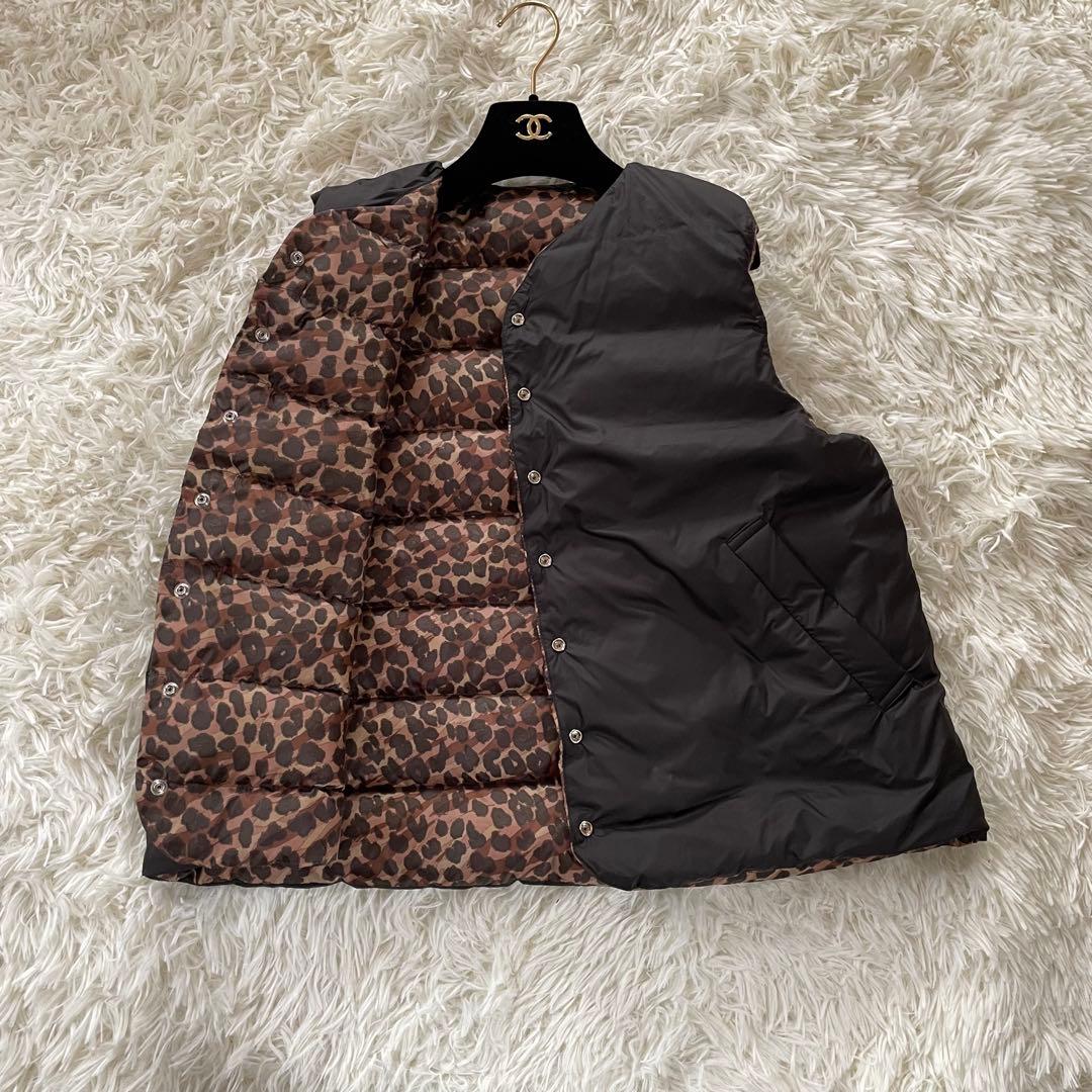 manipuri マニプリ リバーシブル ダウンベスト レオパード ヒョウ柄