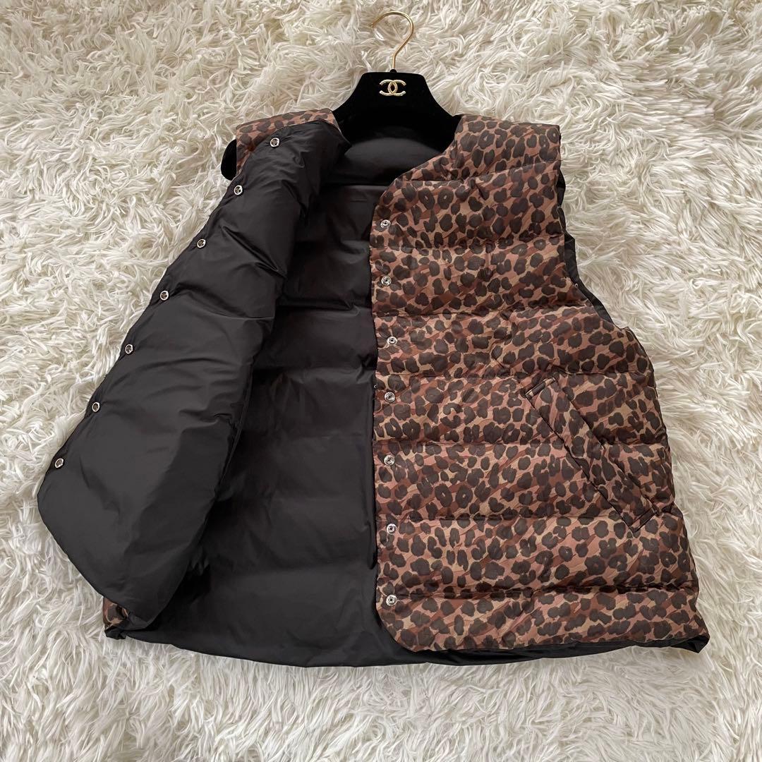 manipuri マニプリ リバーシブル ダウンベスト レオパード ヒョウ柄