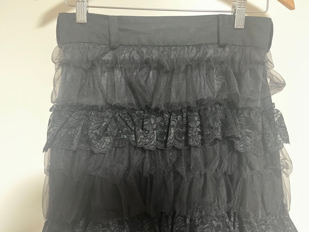 foufou チュールレースブラックティアードスカート