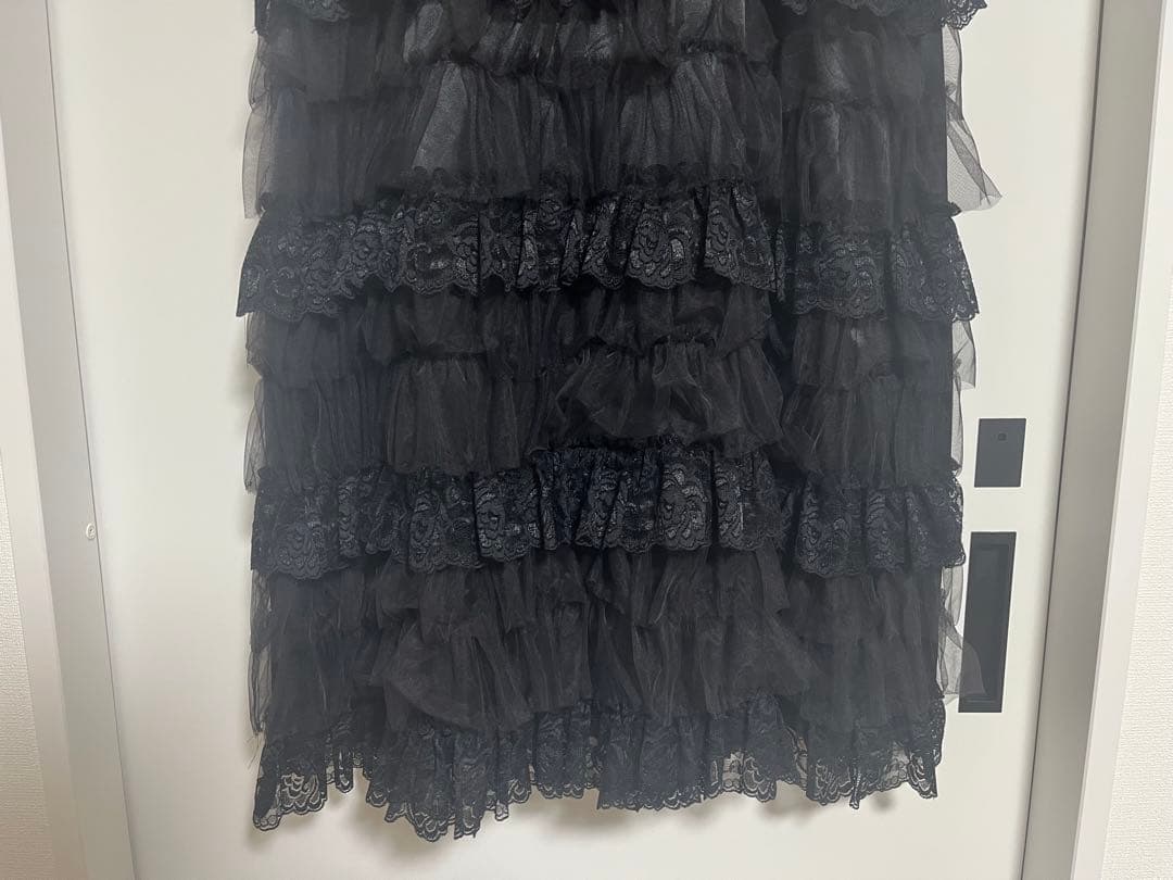 foufou チュールレースブラックティアードスカート
