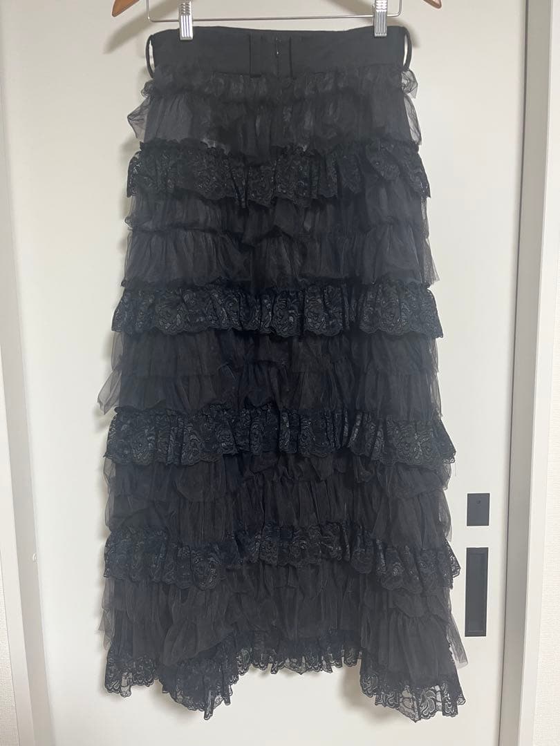 foufou チュールレースブラックティアードスカート