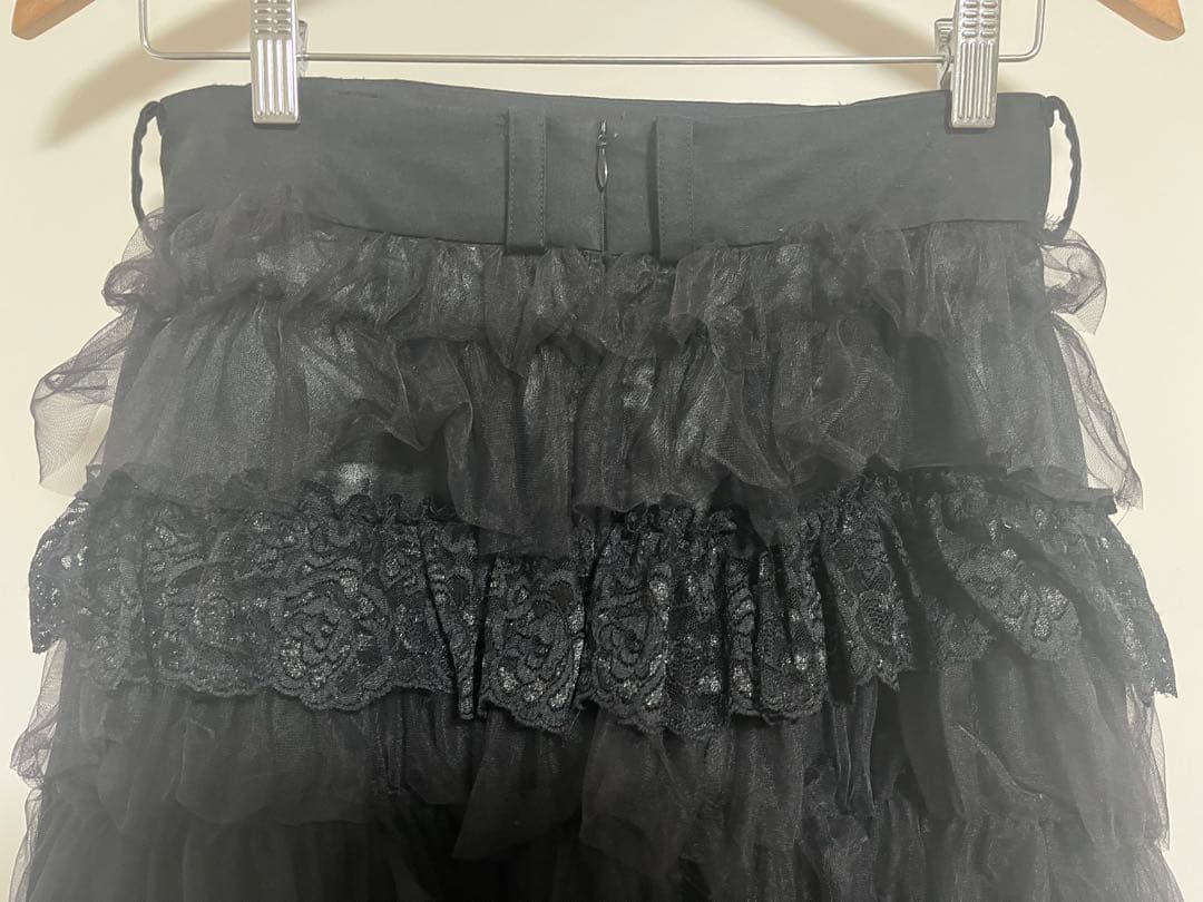 foufou チュールレースブラックティアードスカート