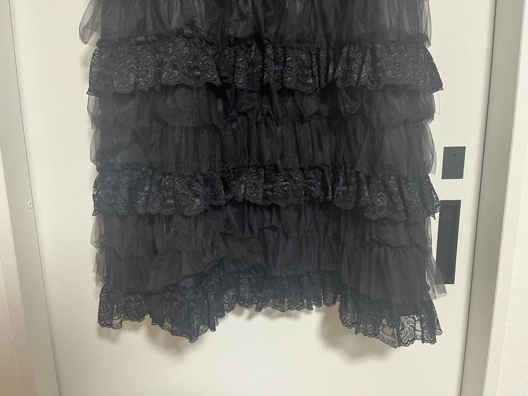 foufou チュールレースブラックティアードスカート