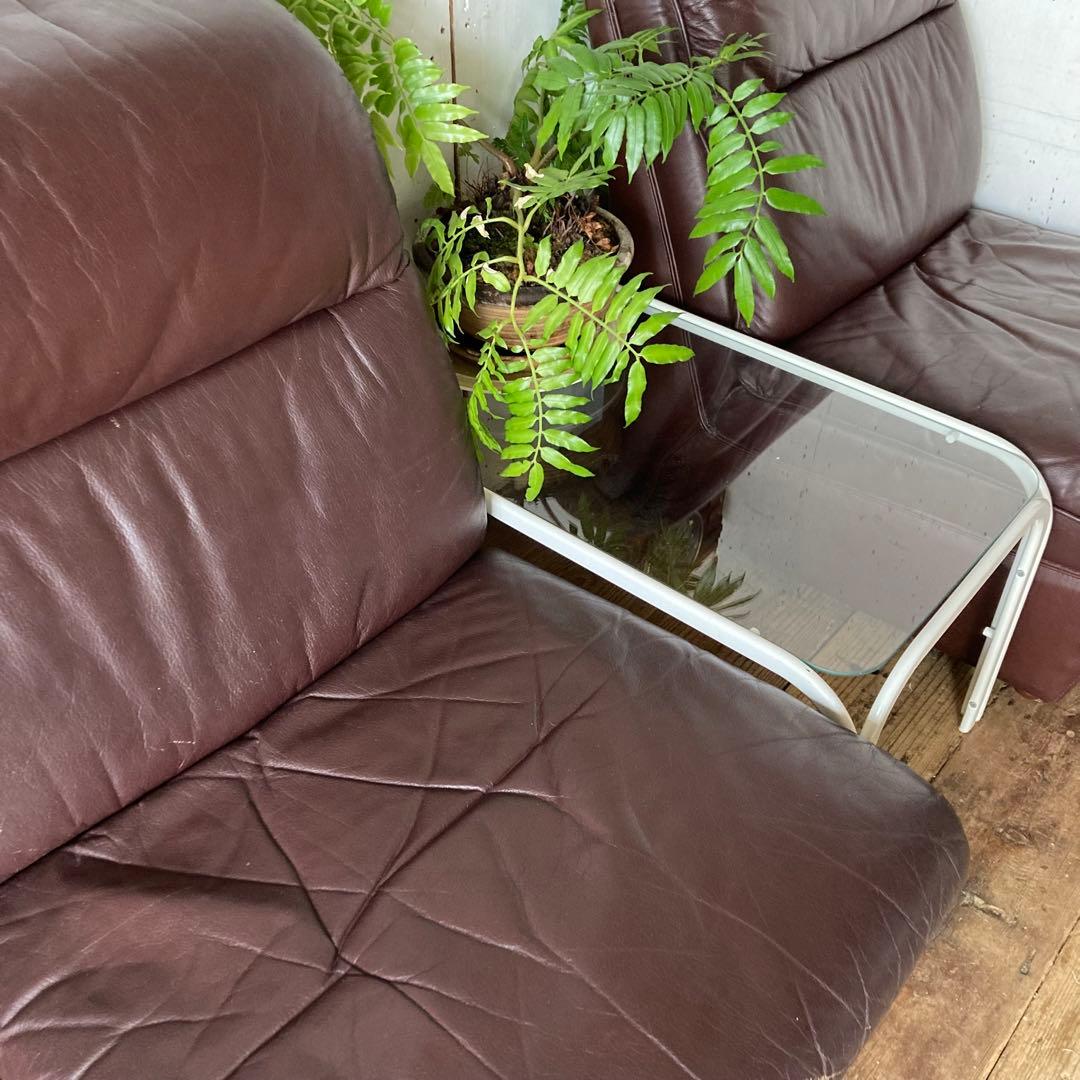 2脚セット 国産ヴィンテージ レザーソファ レトロ